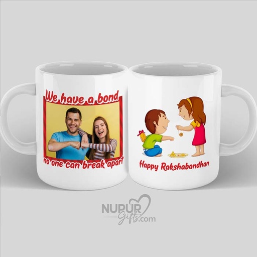 [mug45] Rakshabandhan Personalized Caricature Photo Mug for Brother Sister
