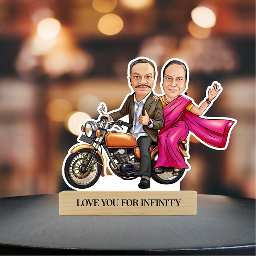 [cari53] Couples on Bikes / Vintage bike / Personalized Caricature Photo Stand