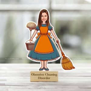 Customized Obsessive Cleaning Disorder Caricature Photo Stand