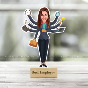 Best Female Employee Caricature Stand – Personalized Office Gift