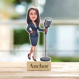 Personalized Female News Anchor Caricature - Fun Desk Photo Stand 1