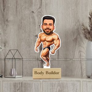 Personalized Body Builder Caricature Photo Stand - Custom Fitness Gift 1