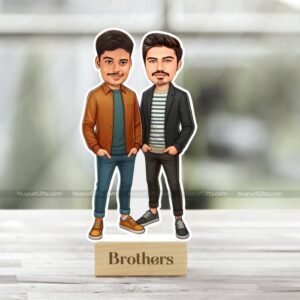 Custom Brothers Caricature Stand - Personalized Photo Gift 1