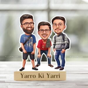 Personalized Yaaro Ki Yaari Photo Stand - Boys Group Caricature Gift 1