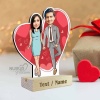 2 Couple Caricature Photo Stand with Hear Shape Background