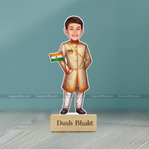 1 Custom Desh Bhakt Boy Caricature Stand Personalized Patriotic Gift