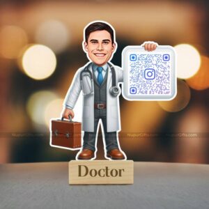 Personalized Doctor Caricature with QR Code Photo Stand 1