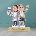 1 Female Baker-Male Tabel Tennis Player Caricature