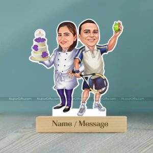 1 Female Baker-Male Tabel Tennis Player Caricature