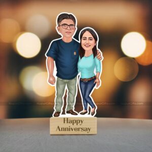 1 Happy Anniversary Couple Caricature Photo Stand Gift