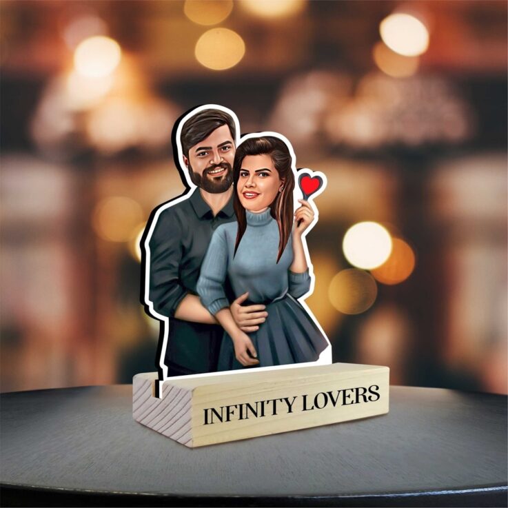 Love couple caricature photo stand