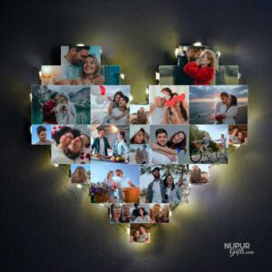 Heart Shape Collage Photo Frame With Light