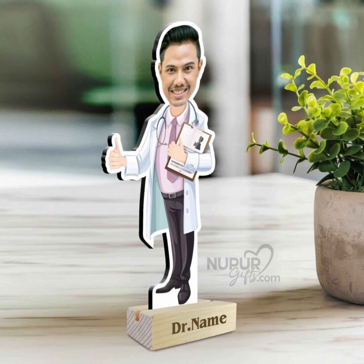 2 Male Doctor Caricature Photo Stand Gift