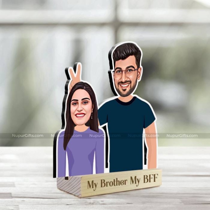 Celebrate Your Bond: "My Brother, My BFF" Personalized Caricature Photo Stand 2