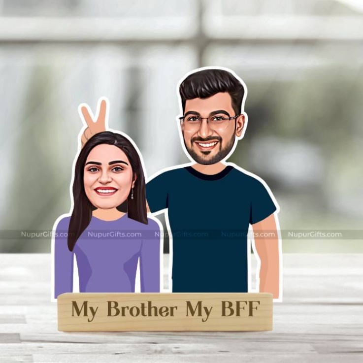 Celebrate Your Bond: "My Brother, My BFF" Personalized Caricature Photo Stand 1