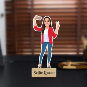 1 Selfie Queen Girl Caricature Photo Stand Gift