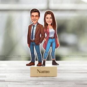 2 Smiling Couple Caricature Photo Stand Personalized Gifts