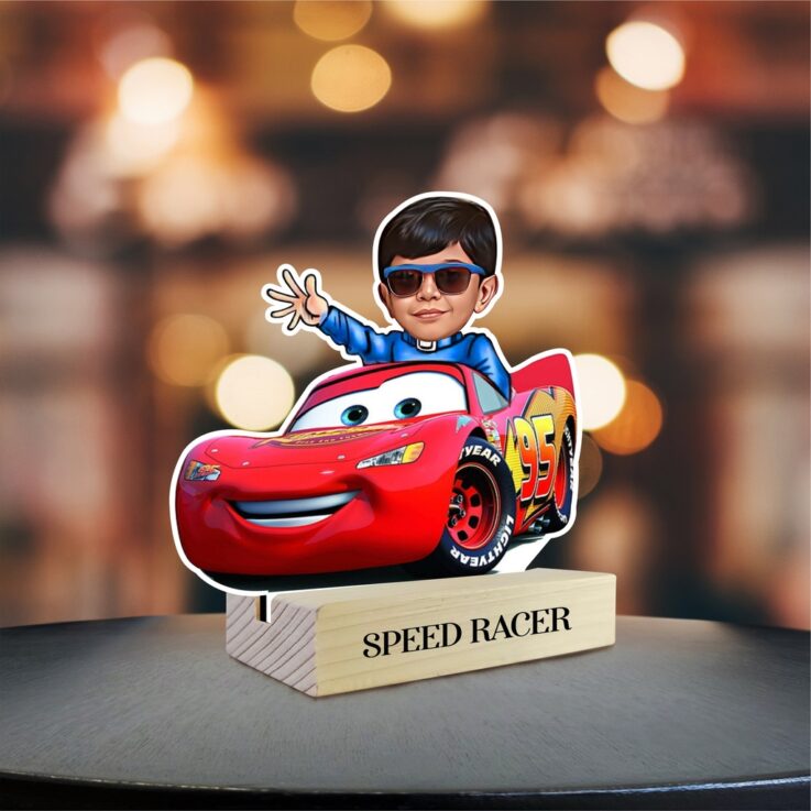 2 Speed Racer Kid Car Caricature Cartoon Gift