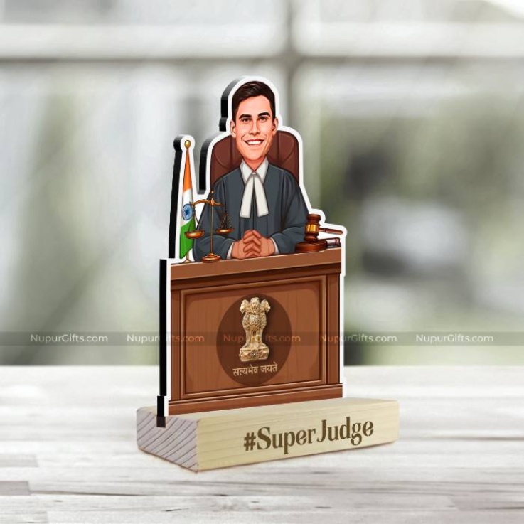 Customizable Super Judge Caricature Photo Stand 2