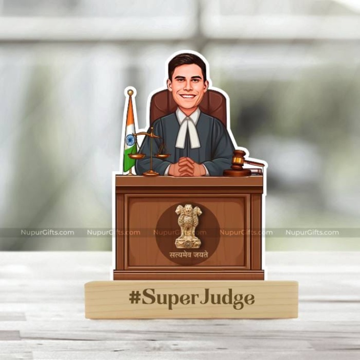 Customizable Super Judge Caricature Photo Stand 1