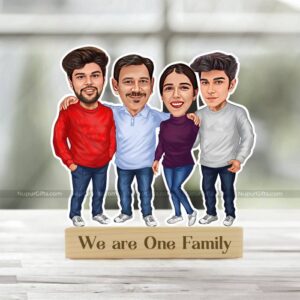 Personalized 4 Person Family Caricature Photo Stand | Perfect Gift