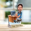 Custom Workaholic Man Caricature Photo Stand – Personalized Gift for Him 2