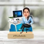1 Custom Caricature Photo Stand: Celebrate the Workaholic Woman in Your Life