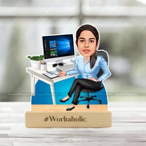 1 Custom Caricature Photo Stand: Celebrate the Workaholic Woman in Your Life