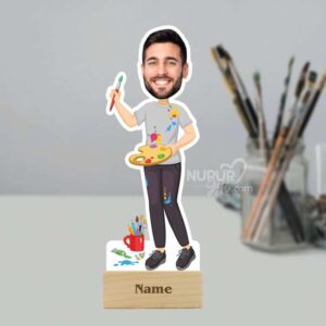 1 Male Artist/Painter Caricature Photo Stand