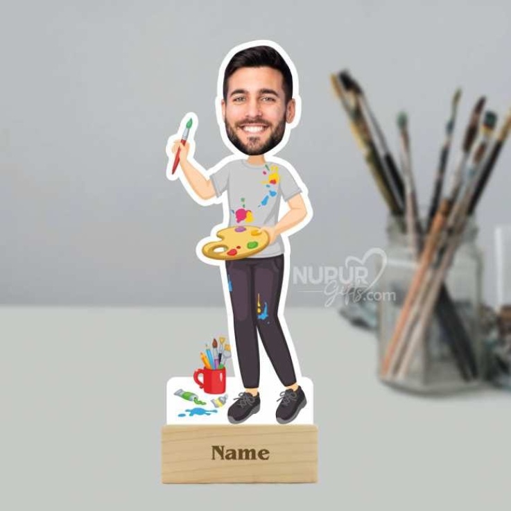 1 Male Artist/Painter Caricature Photo Stand