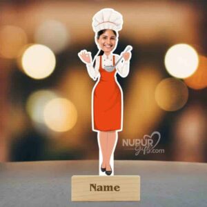 1 Female Chef Caricature Photo Stand