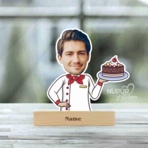 1 Male Baker Chef Caricature Photo Stand