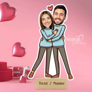 Happy love couple caricature cartoon stand