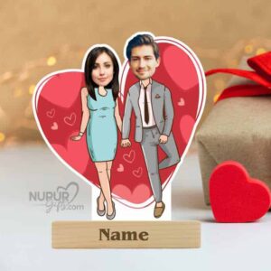 1 Couple Caricature Photo Stand with Heart Shape background