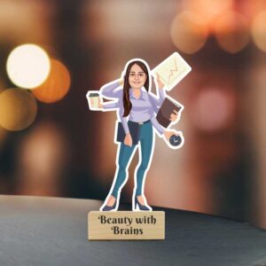 1 Multitasker Woman Caricature Photo Stand