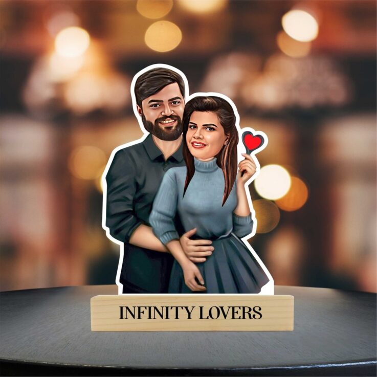 Lovely couple caricature photo stand