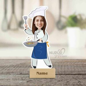 1 Lady chef caricature photo stand