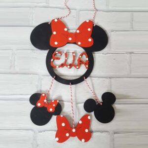 Discover our Minnie Mouse wooden hanging personalized dream catcher, handcrafted and perfect for nurseries and kids' rooms. Add a touch of magic and personalization to your child's space with this adorable and custom dream catcher.