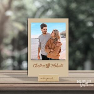 Handcrafted Wooden Photo Stand with Custom Name