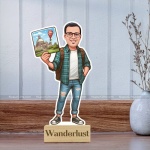 Custom Travel Caricature Stand - Personalized Gift for Travel Enthusiasts