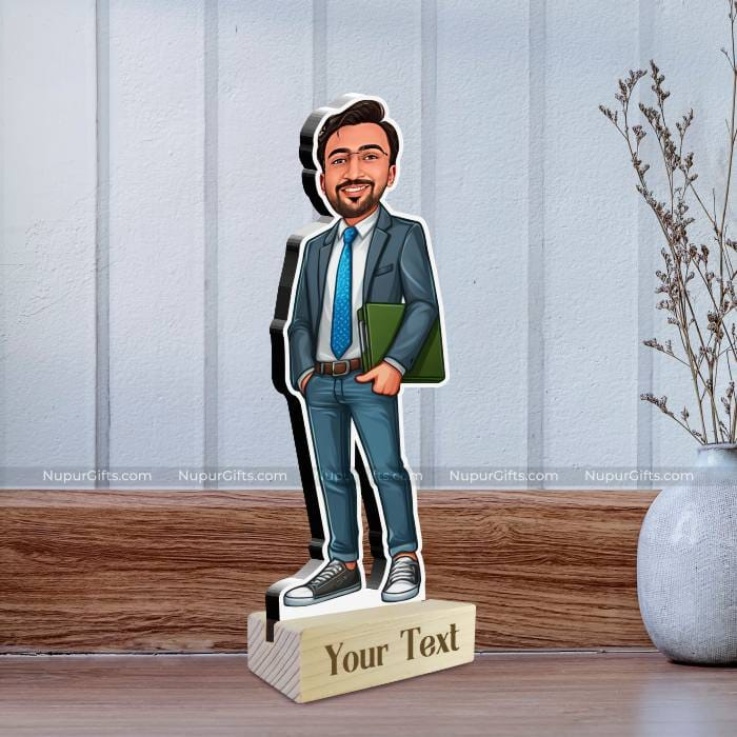 Personalized businessman caricature photo stand gift for him 2