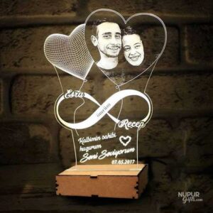 Infinity Personalized LED Photo Night Lamp, Custom Acrylic Light with Name & Picture