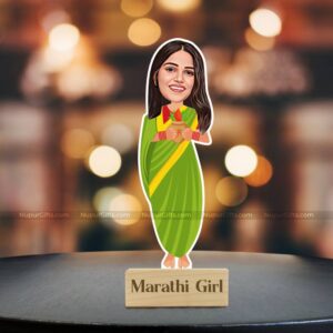 Marathi Girl Caricature Photo Stand - Ideal Gift for Loved Ones