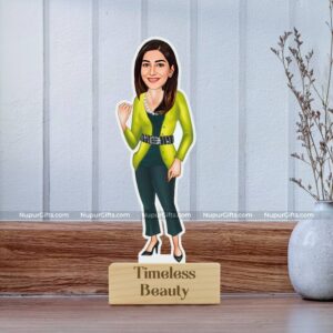 Custom Timeless Beauty Caricature Photo Stand - Perfect Gift Idea