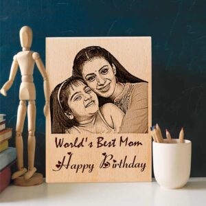 Engraved Wooden Photo Frame for Mother's Day – Customizable Gift for Mom