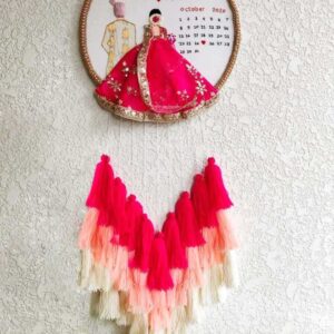 Bride & Groom Wedding Calendar Customized Handmade Embroidery Hoop with Tassels 1