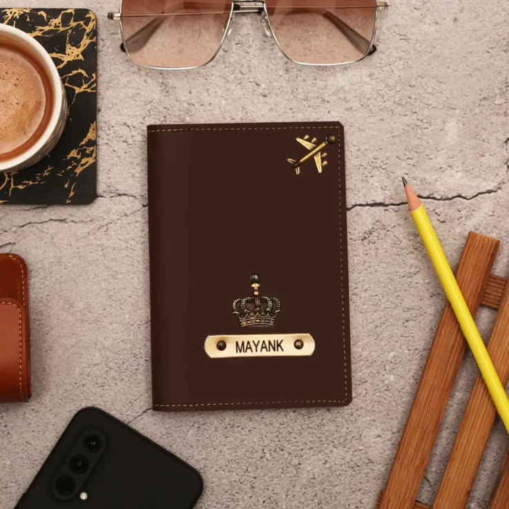 Custom Leather Passport Cover - Initials Personalization 2