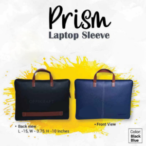 Prism Laptop Sleeve: 15.6 Inch Vegan Leather Sleeve with Non-Woven Bag Packing, Black & Blue