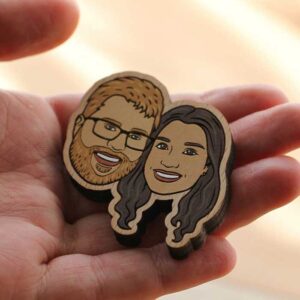 Personalized Photo Magnet for Couples - Custom Wooden Keepsake 1