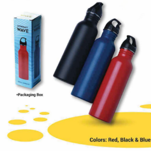 Stylish WAVE Bottle Offikraft: 750 ML Capacity in Matt Finish Stainless Steel, Available in Red, Black & Blue 1